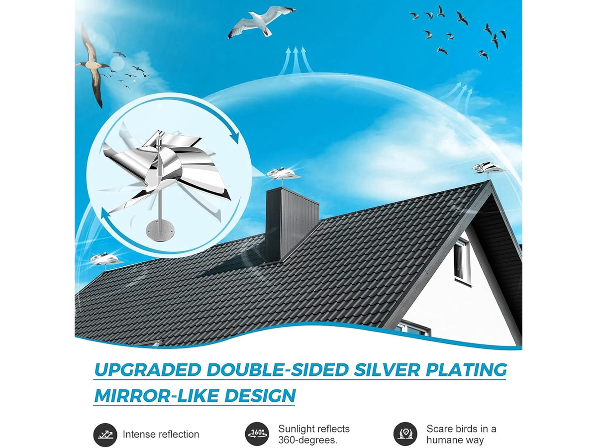 Wind Powered Scare Device 2 Pack Reflective Bird Deterrent Spinners for Garden Yard