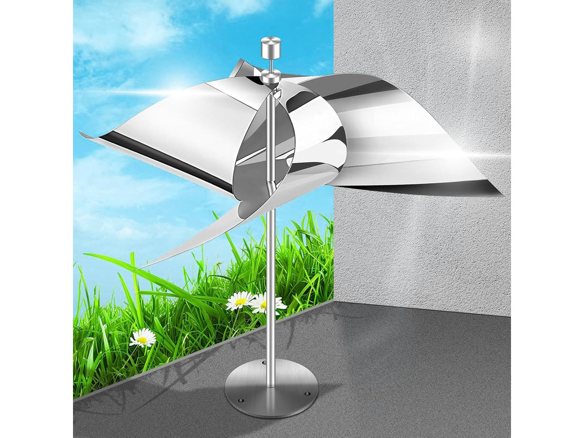 Wind Powered Scare Device 2 Pack Reflective Bird Deterrent Spinners for Garden Yard