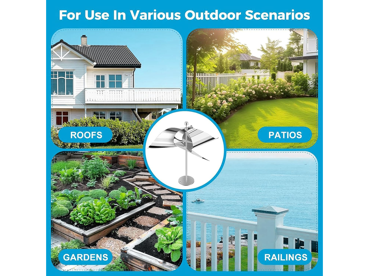 Wind Powered Scare Device 2 Pack Reflective Bird Deterrent Spinners for Garden Yard