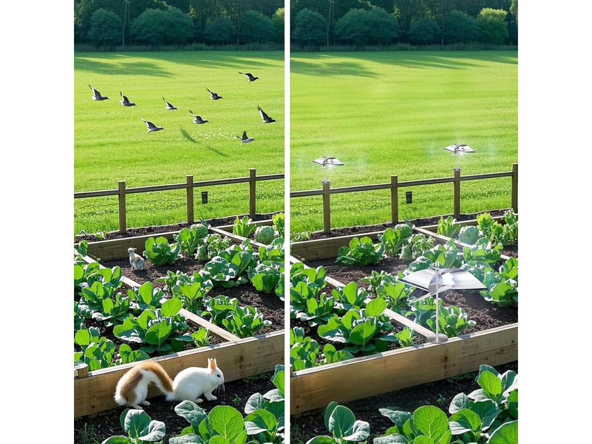 Wind Powered Scare Device 2 Pack Reflective Bird Deterrent Spinners for Garden Yard
