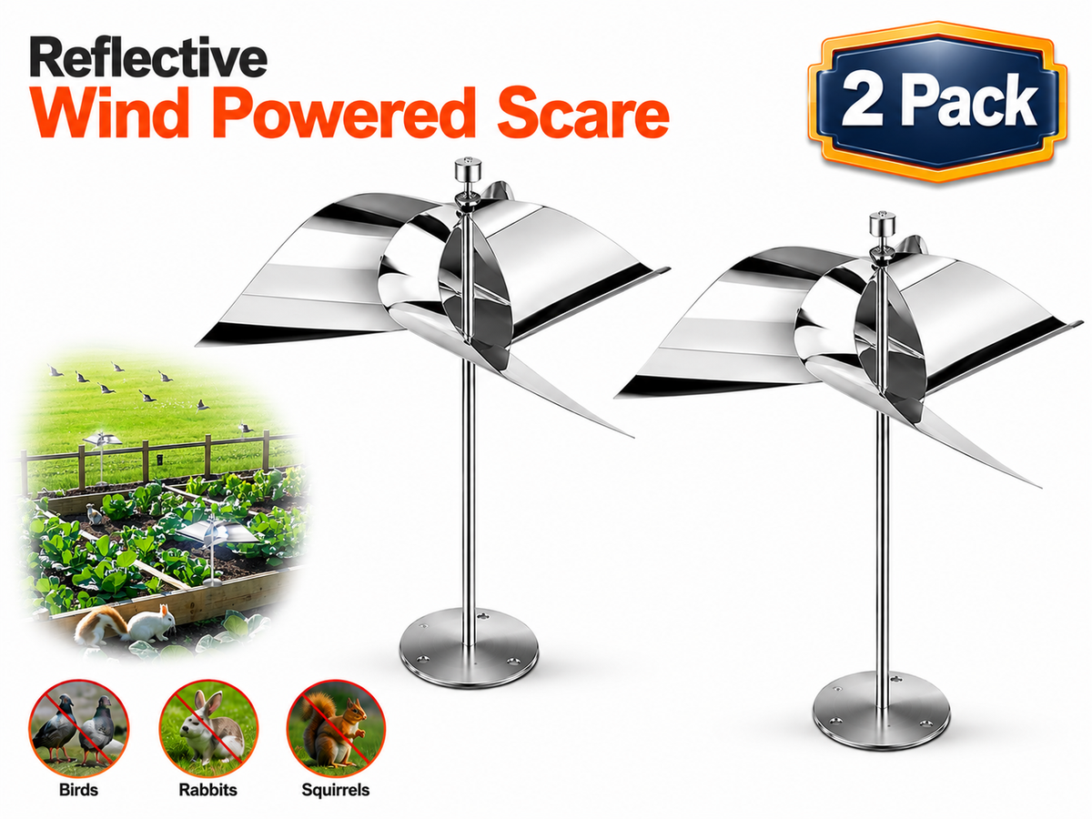 Wind Powered Scare Device 2 Pack Reflective Bird Deterrent Spinners for Garden Yard