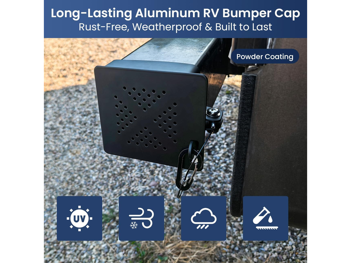 RV Bumper End Caps 2 Pack Heavy Duty Aluminum Caps for 4 Inch Square Camper Bumpers