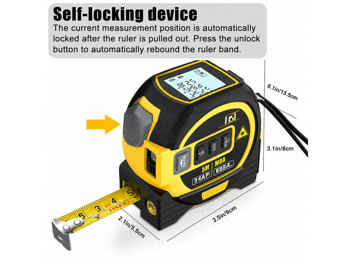 Digital Measure Tape Laser Distance Meter 3 in 1 with 40 m Laser