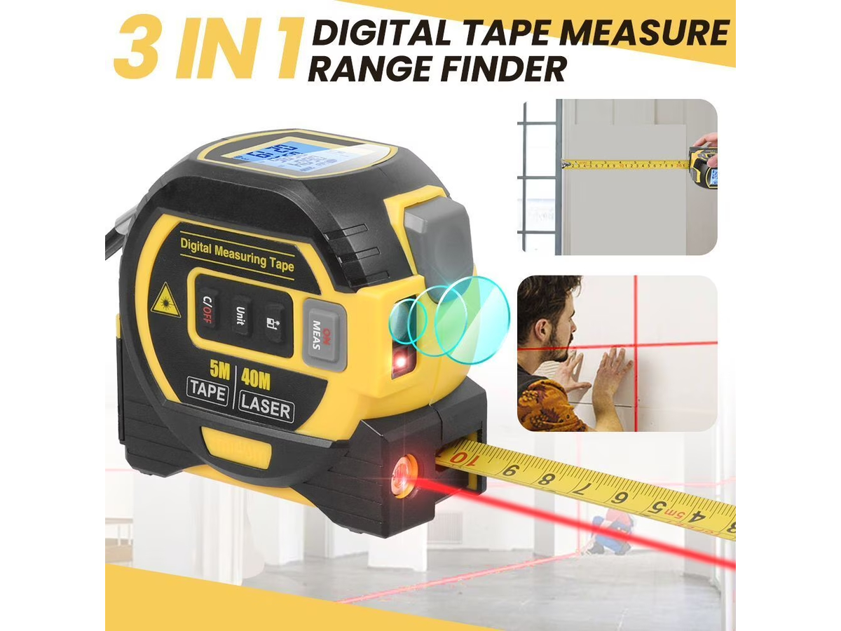 Digital Measure Tape Laser Distance Meter 3 in 1 with 40 m Laser