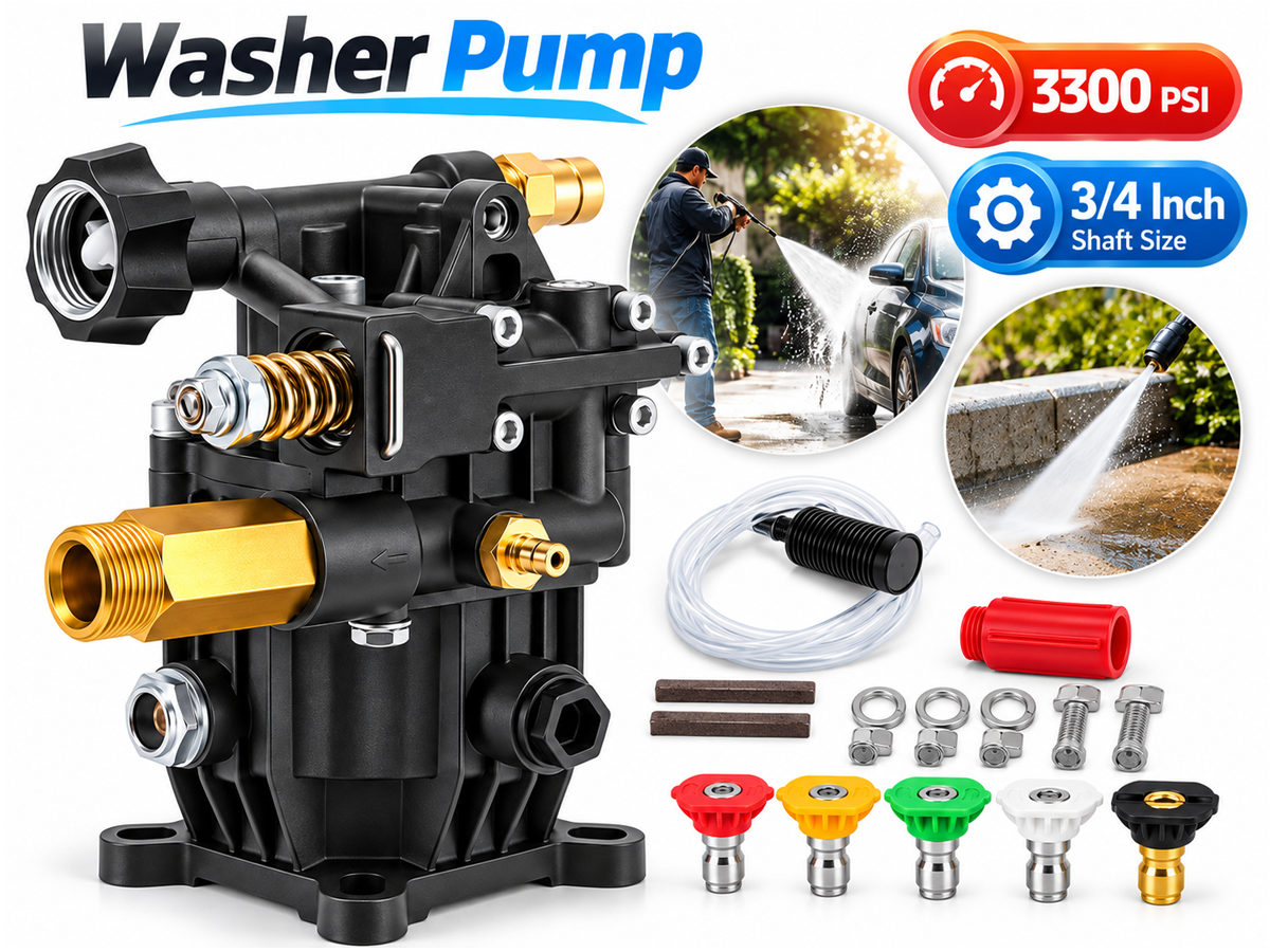 Water Blaster Pump 3300 PSI 2.5 GPM Horizontal Replacement Pump 3/4 Inch Shaft
