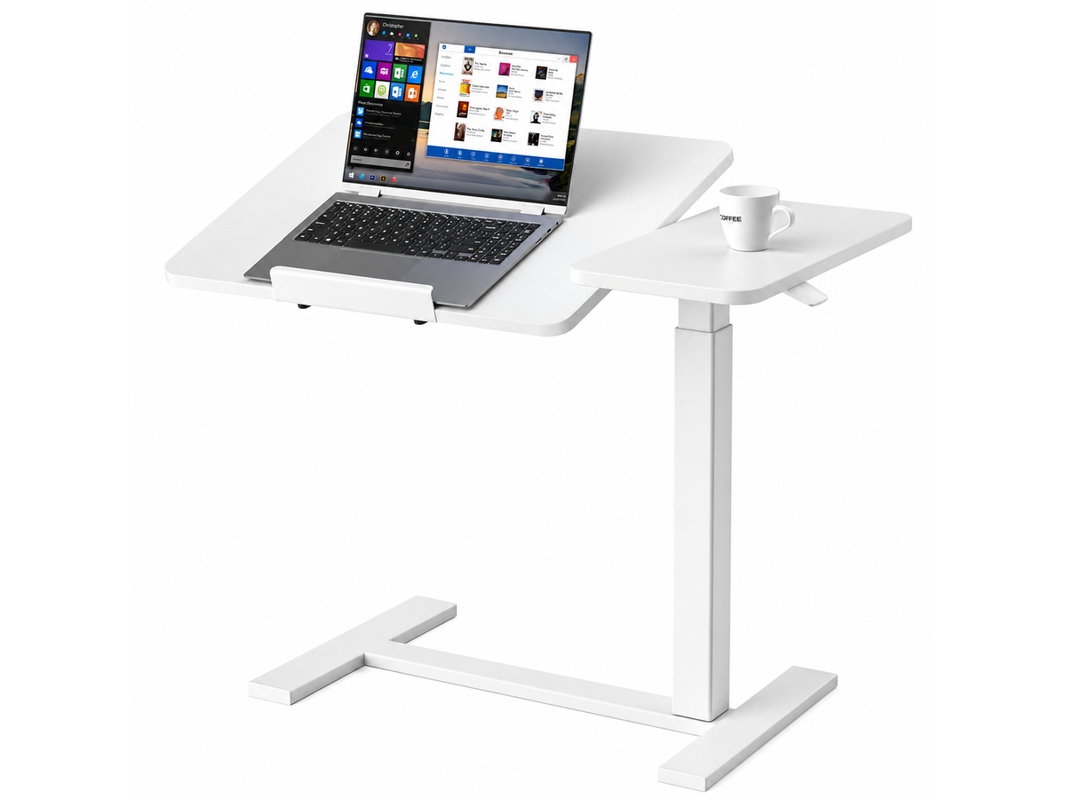 Adjustable Overbed Table Height Adjustable Mobile Laptop Desk with Tilting Desktop