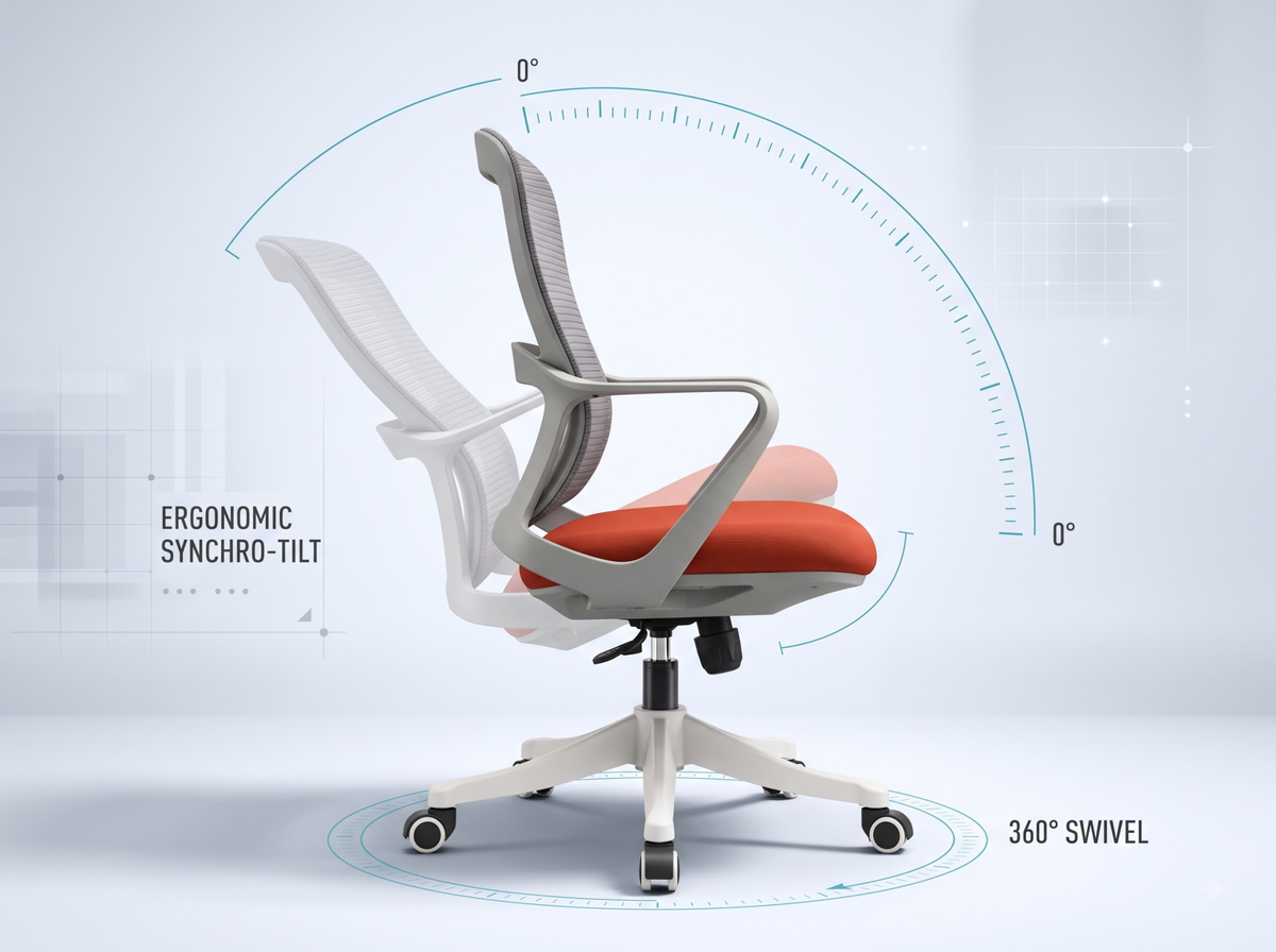 Ergonomic Office Chair Mesh Back 360° Swivel Adjustable Height