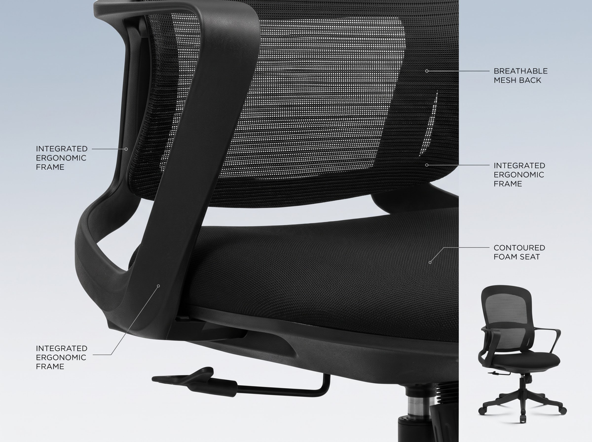 Ergonomic Office Chair Breathable Mesh Adjustable Height 360° Swivel