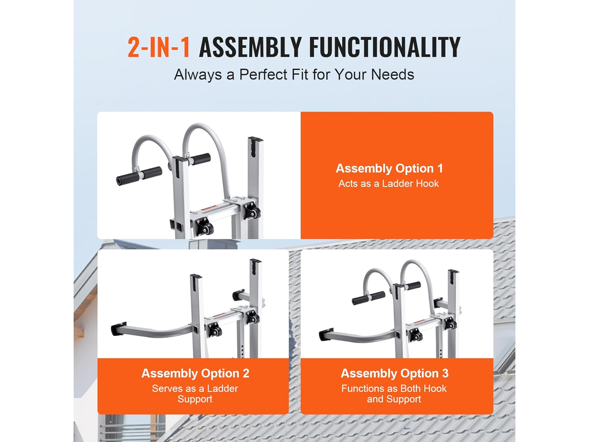 Ladder Roof Hook with Wheel Heavy Duty Steel Ladder Stabilizer