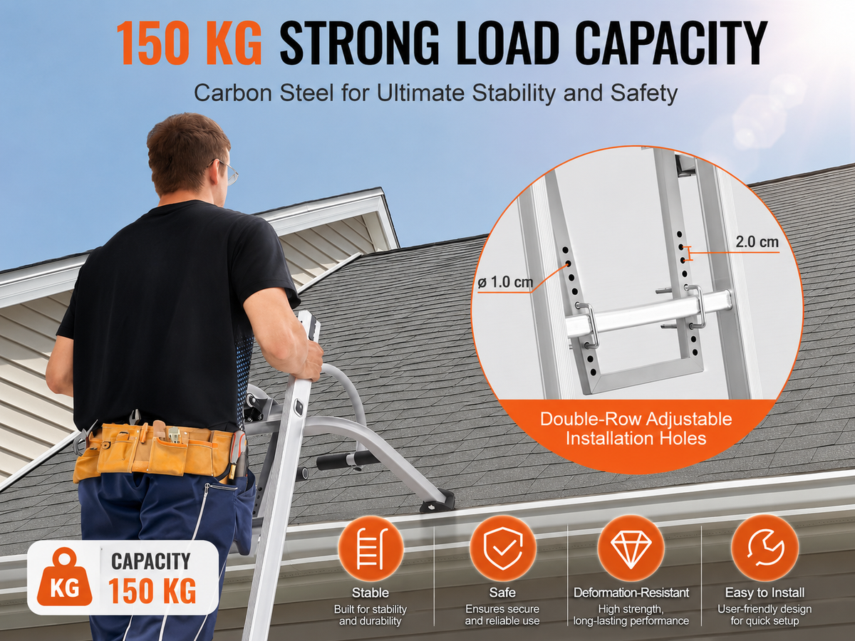 Ladder Roof Hook with Wheel Heavy Duty Steel Ladder Stabilizer