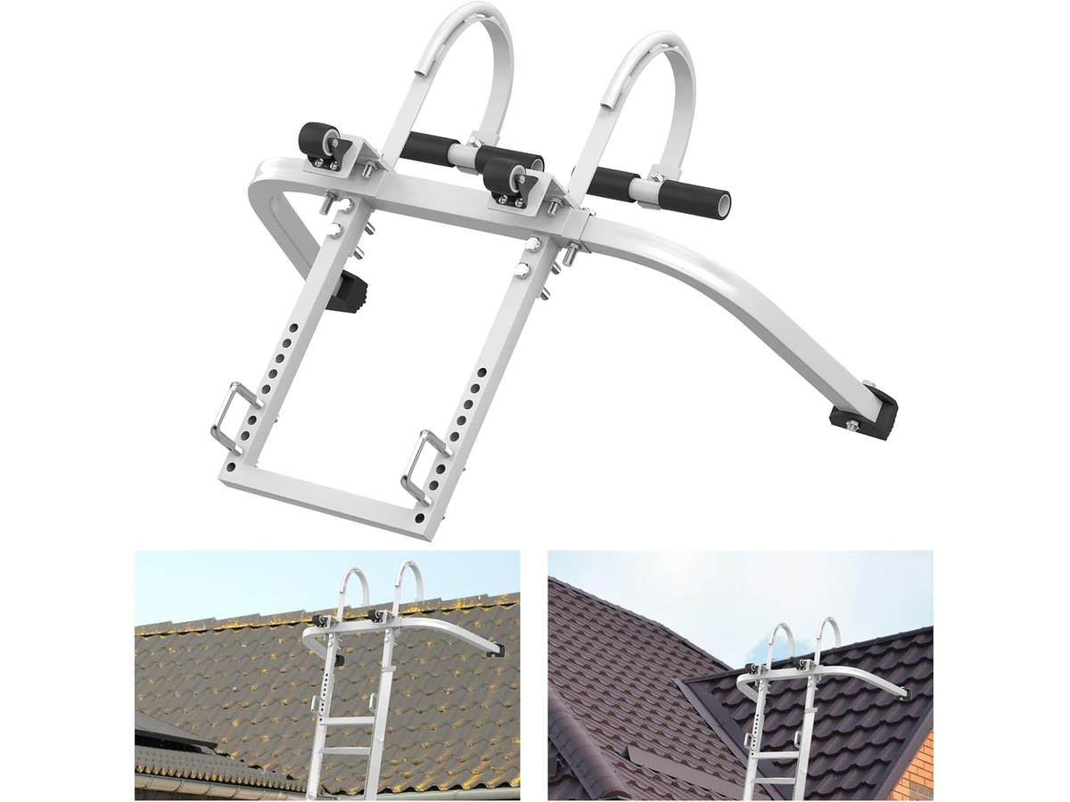 Ladder Roof Hook with Wheel Heavy Duty Steel Ladder Stabilizer