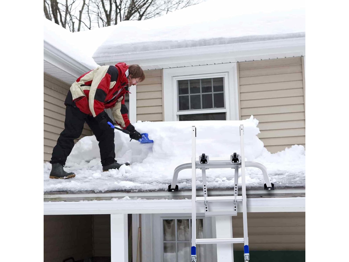 Ladder Roof Hook with Wheel Heavy Duty Steel Ladder Stabilizer