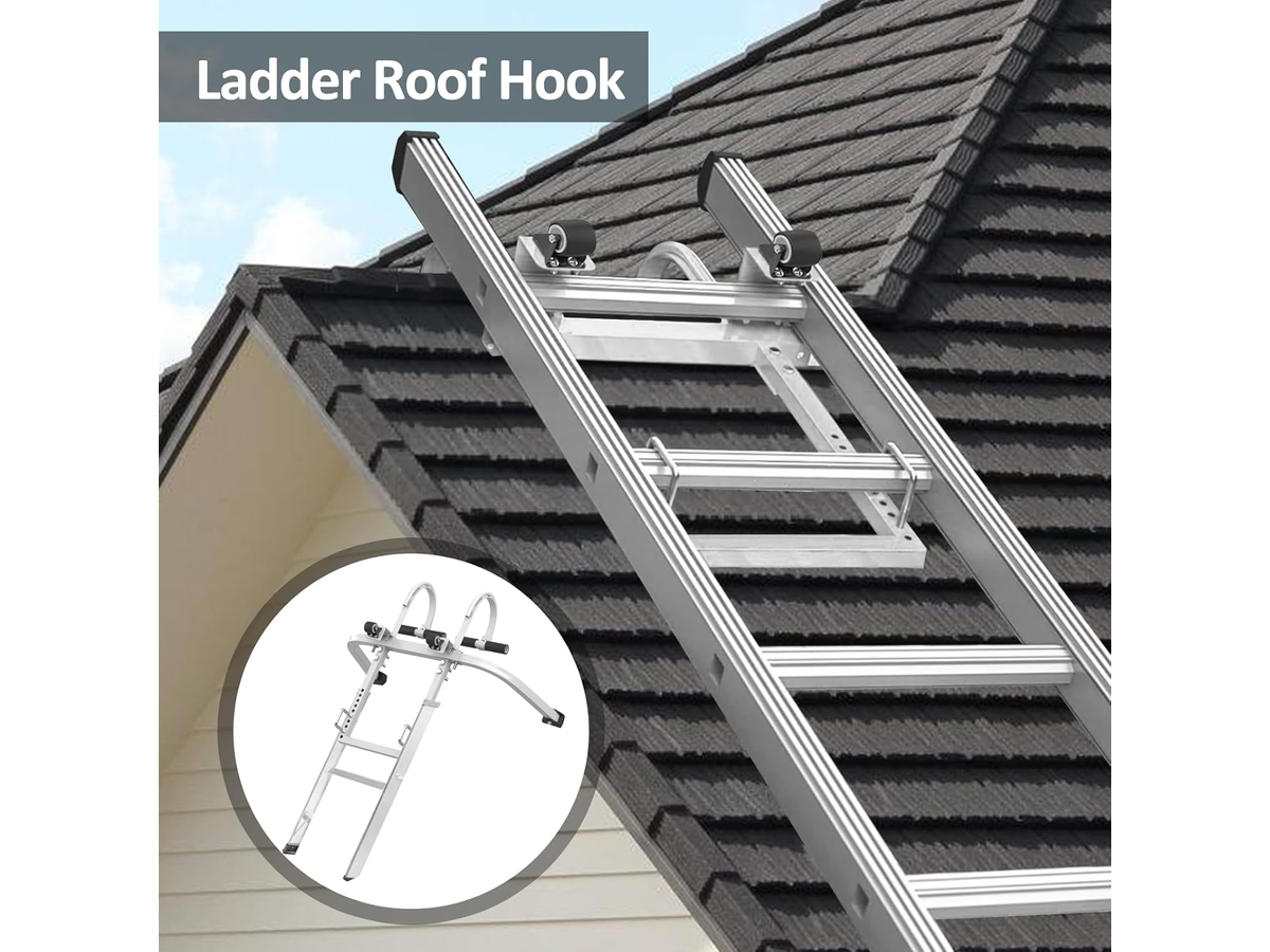 Ladder Roof Hook with Wheel Heavy Duty Steel Ladder Stabilizer