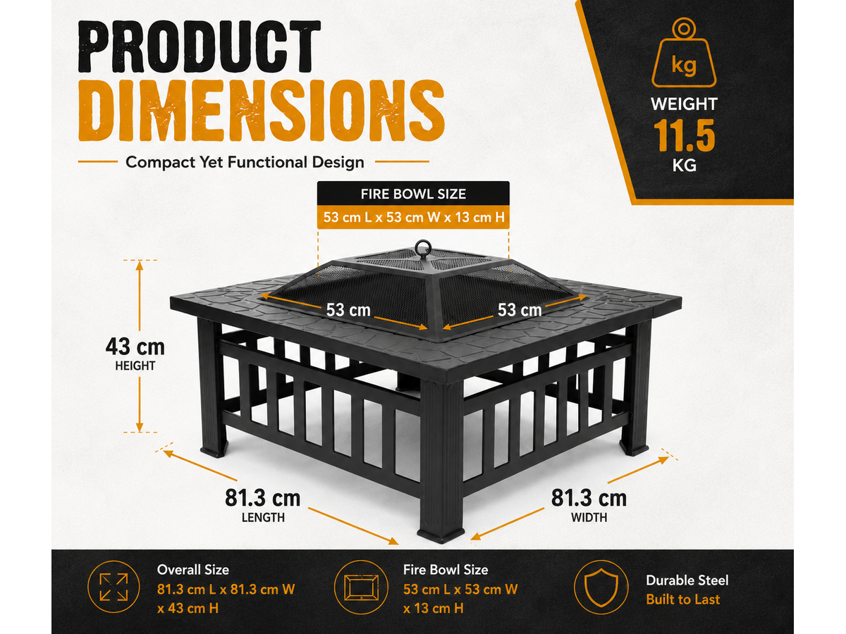 BBQ Fire Pit Barbecue Grill Patio Garden Heater Brazier Stove Table