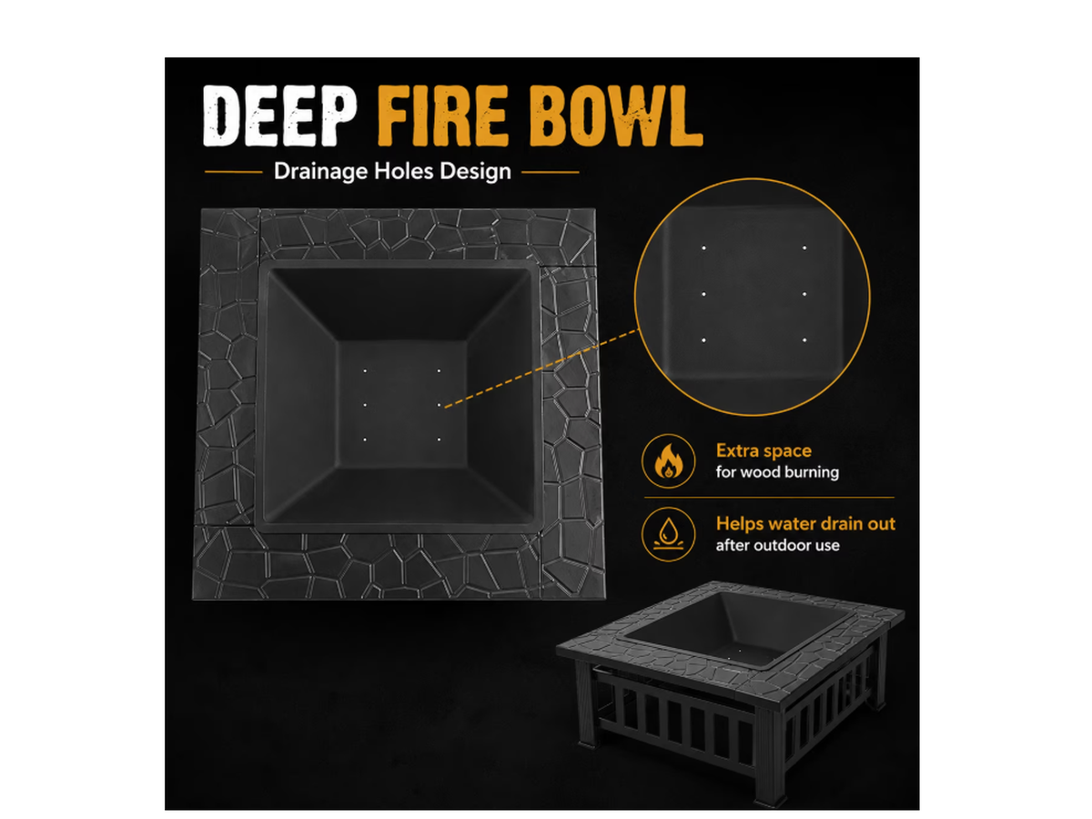 BBQ Fire Pit Barbecue Grill Patio Garden Heater Brazier Stove Table