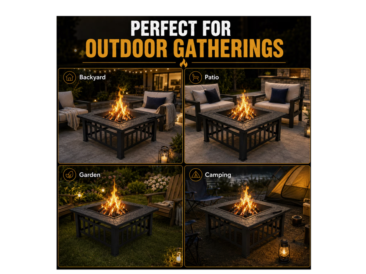 BBQ Fire Pit Barbecue Grill Patio Garden Heater Brazier Stove Table