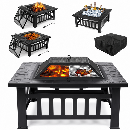 BBQ Fire Pit Barbecue Grill Patio Garden Heater Brazier Stove Table