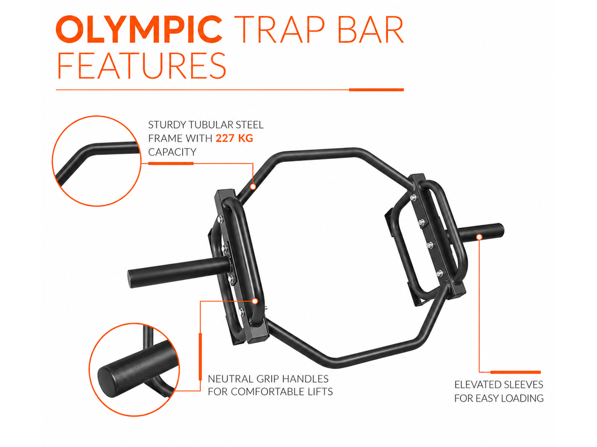 Olympic Trap Bar Heavy Duty Hex Bar for Strength Training