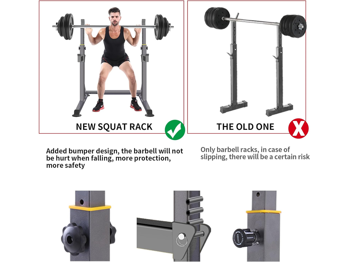 Adjustable Barbell Squat Rack with Height Width Adjustment