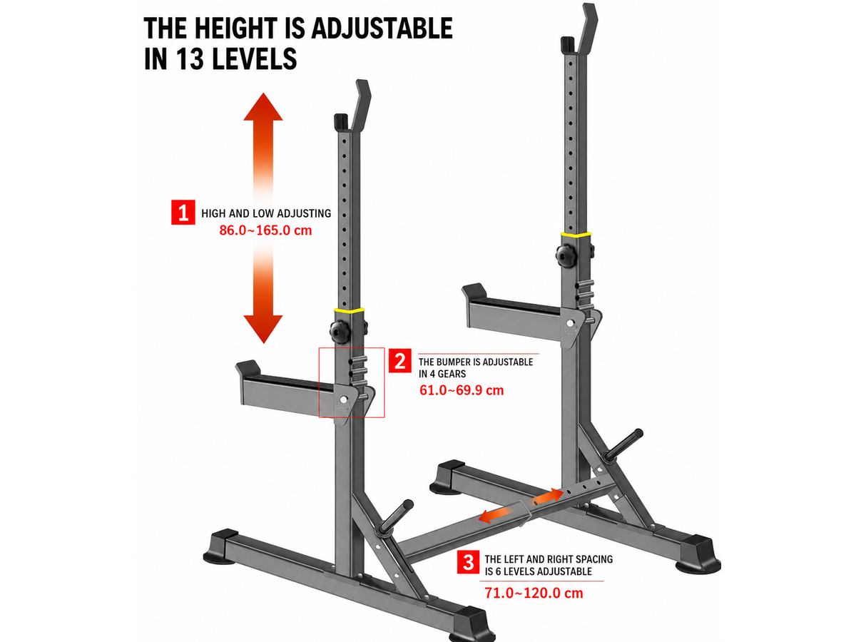 Adjustable Barbell Squat Rack with Height Width Adjustment