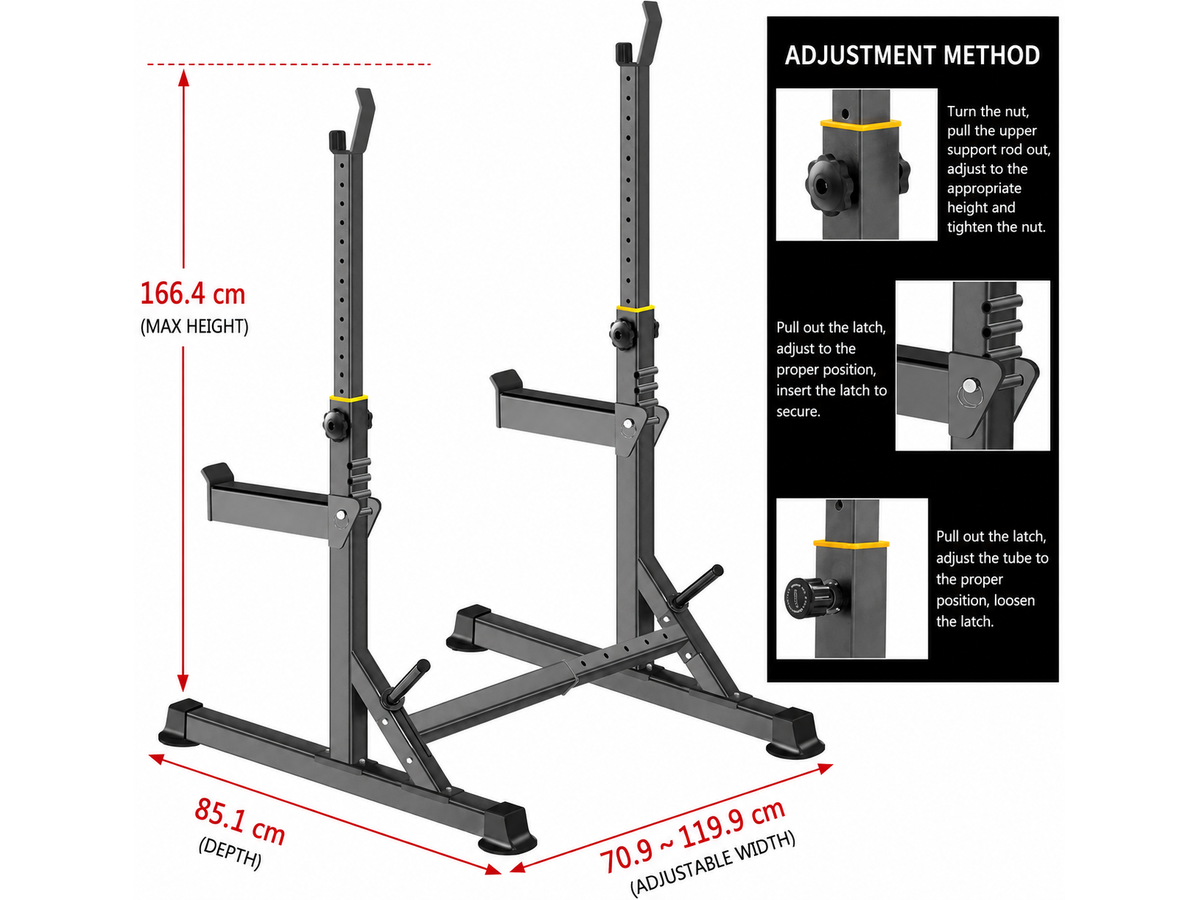 Adjustable Barbell Squat Rack with Height Width Adjustment