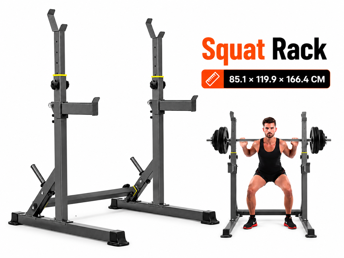 Adjustable Barbell Squat Rack with Height Width Adjustment