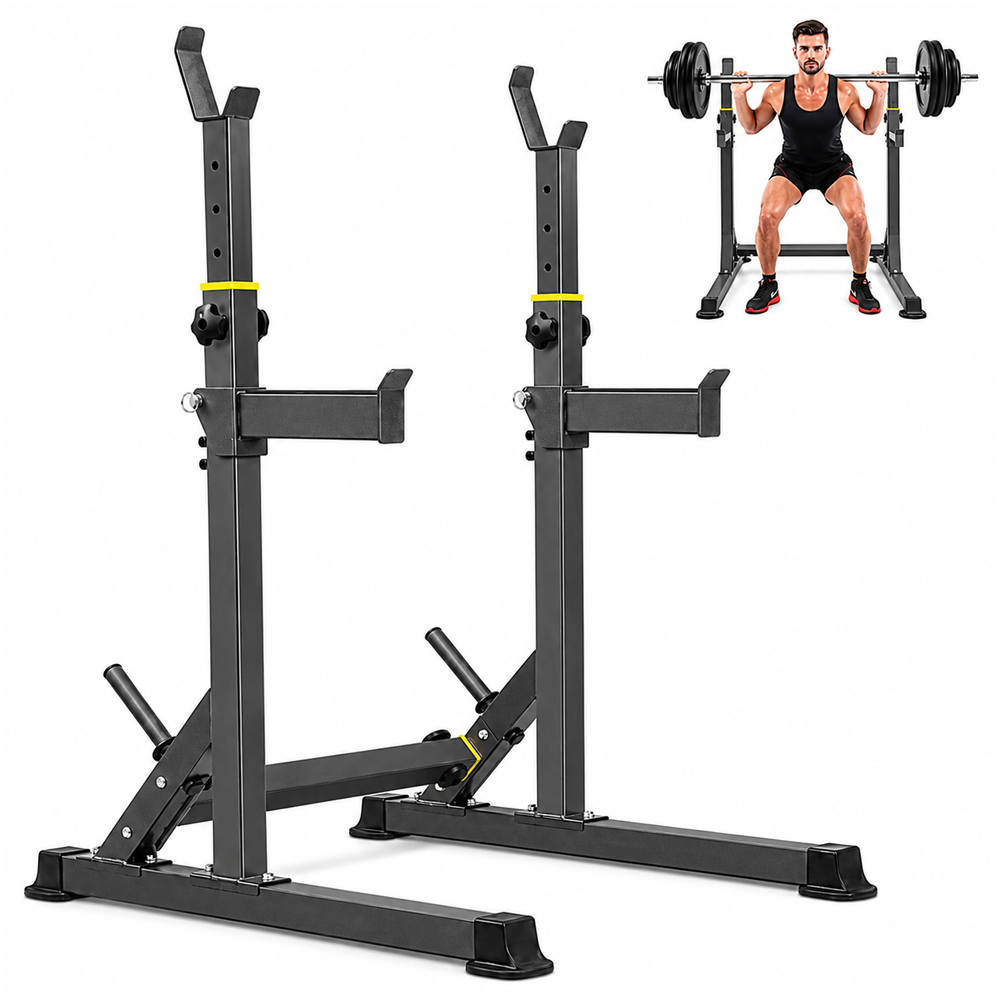 Adjustable Barbell Squat Rack with Height Width Adjustment