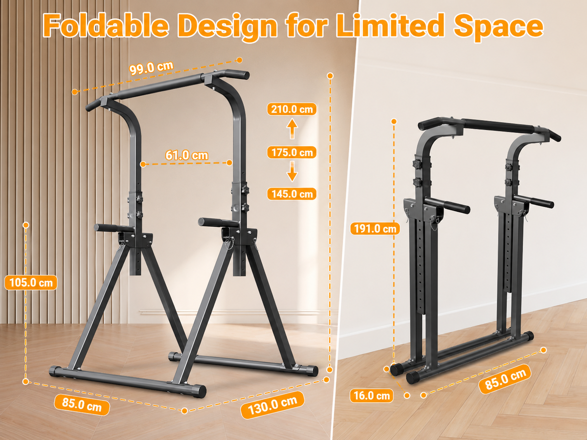 Power Tower Pull Up Bar Foldable Free Standing Dip Station
