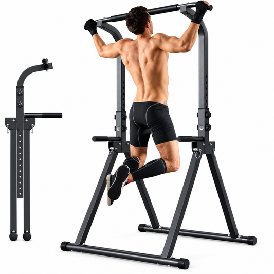Free Standing Dip Station Power Tower Pull Up Bar Foldable