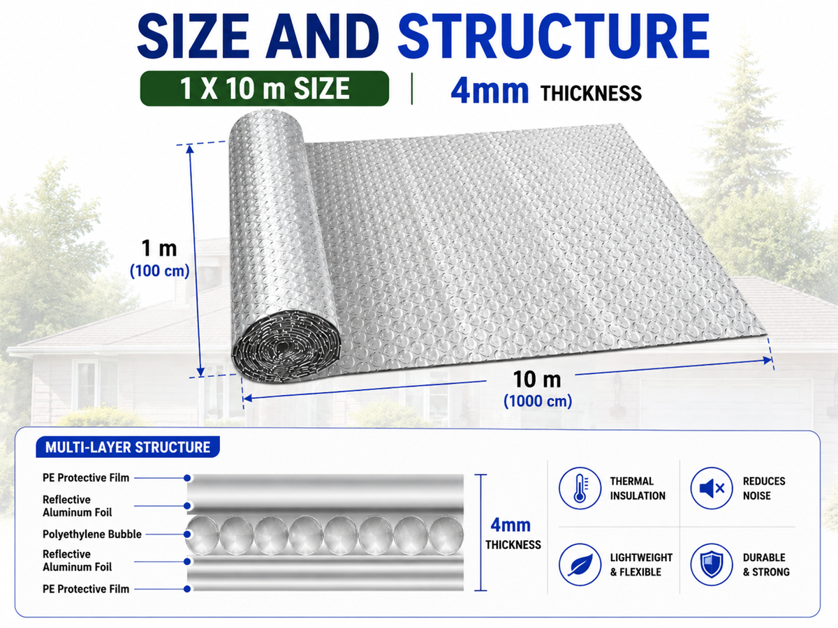 Double Layer Aluminum Bubble Foil Insulation 10M