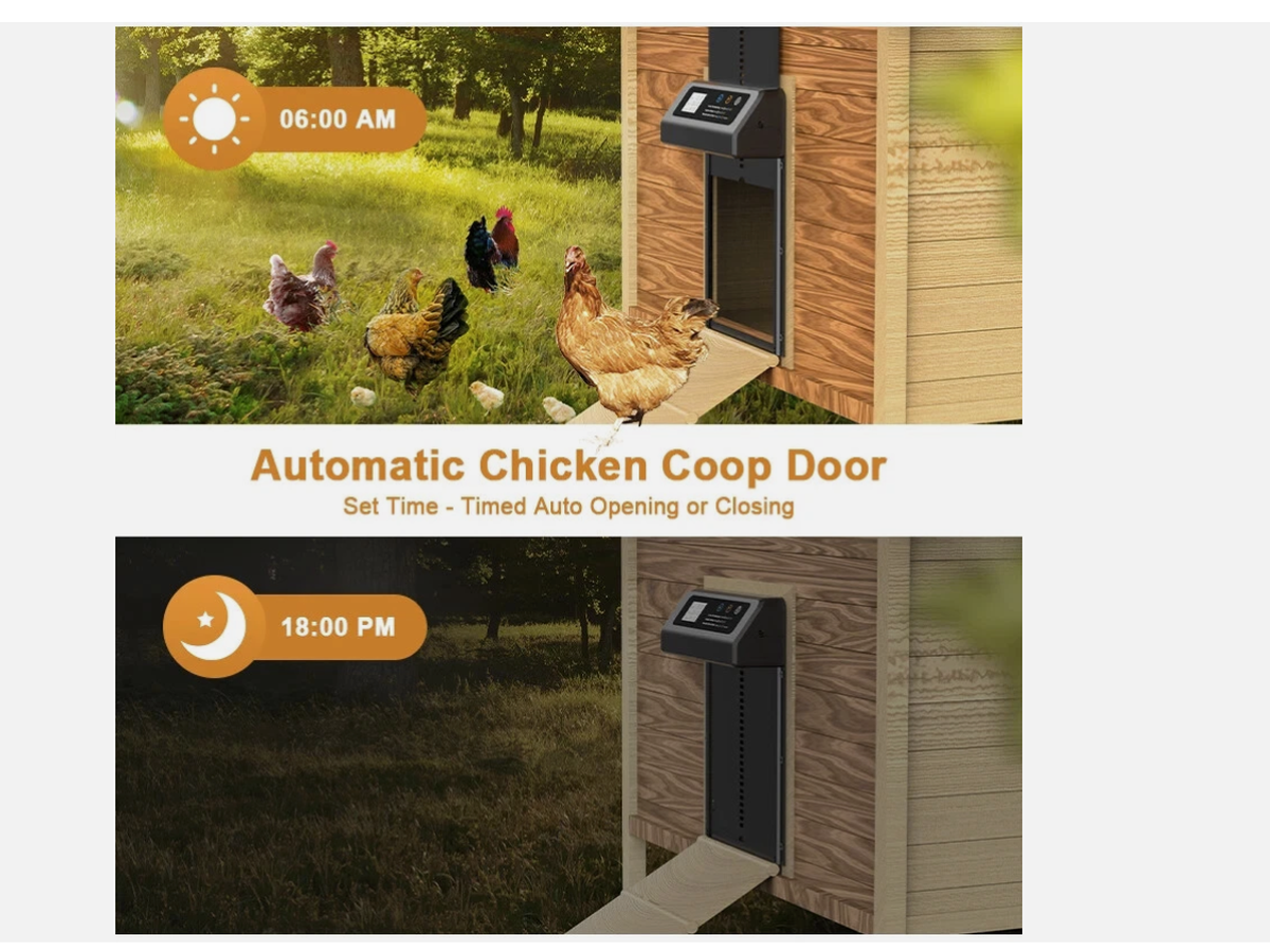 Automatic Chicken Coop Door Electric Chicken Door Opener with Timer Anti Pinch Protection
