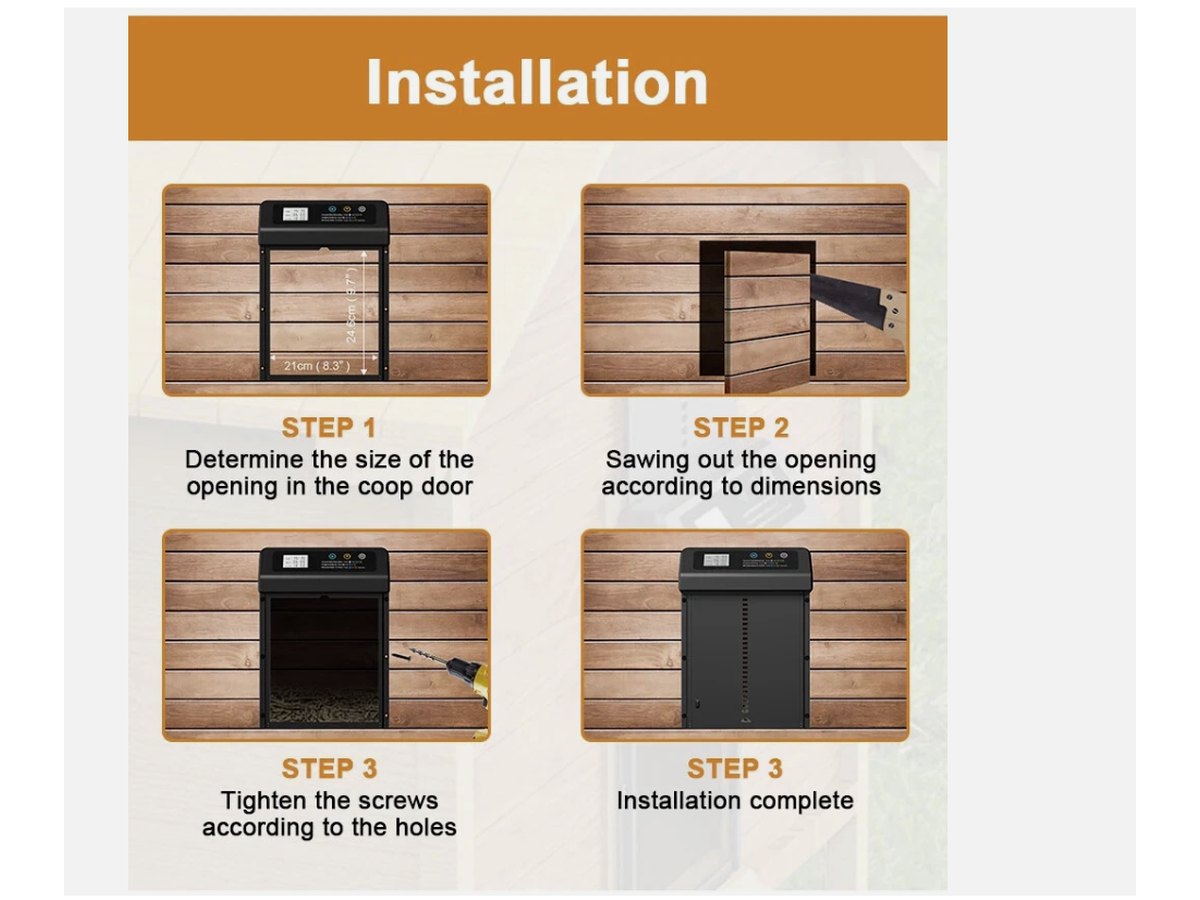 Automatic Chicken Coop Door Electric Chicken Door Opener with Timer Anti Pinch Protection
