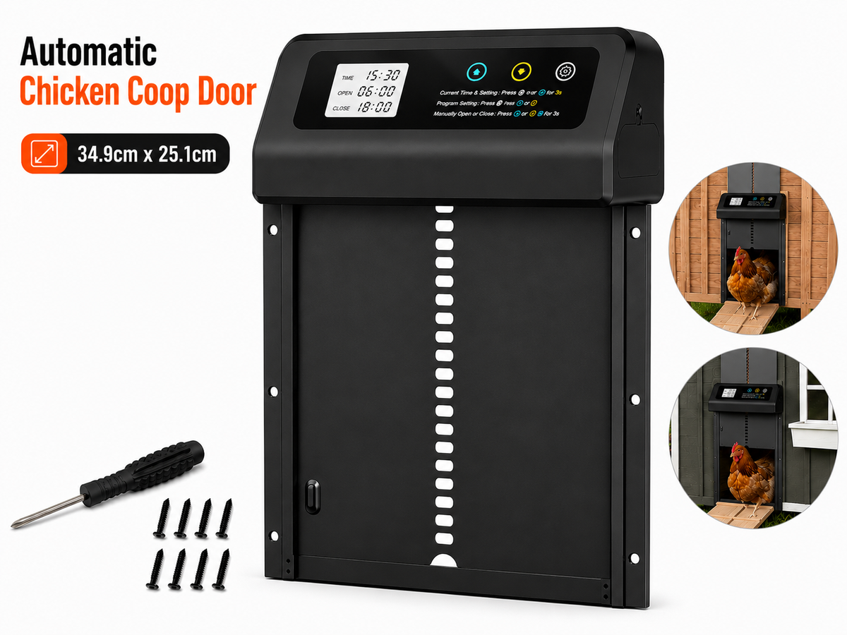 Automatic Chicken Coop Door Electric Chicken Door Opener with Timer Anti Pinch Protection