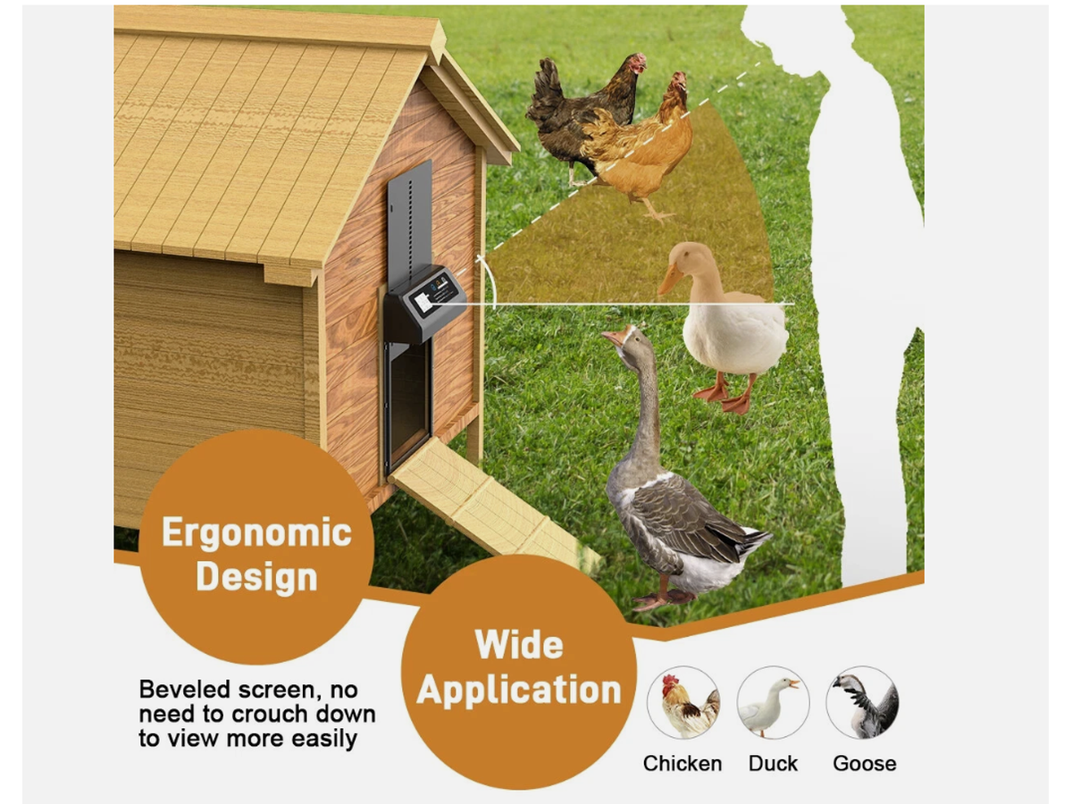 Automatic Chicken Coop Door Electric Chicken Door Opener with Timer Anti Pinch Protection