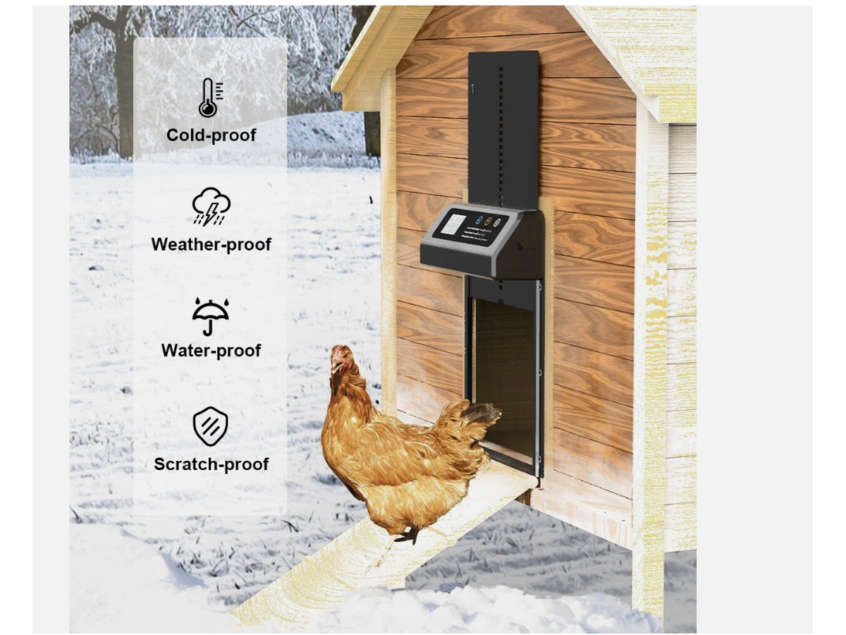 Automatic Chicken Coop Door Electric Chicken Door Opener with Timer Anti Pinch Protection