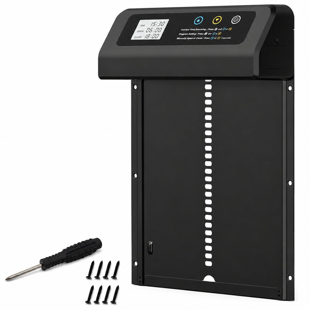 Automatic Chicken Coop Door Electric Chicken Door Opener with Timer Anti Pinch Protection