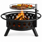 Fire Pit with Grill 2 in 1 Wood Burning Outdoor Fire Pit BBQ for Patio Backyard