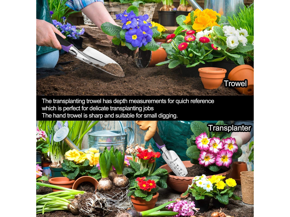 Garden Tools Set Stainless Steel Gardening Kit with Floral Tote Bag