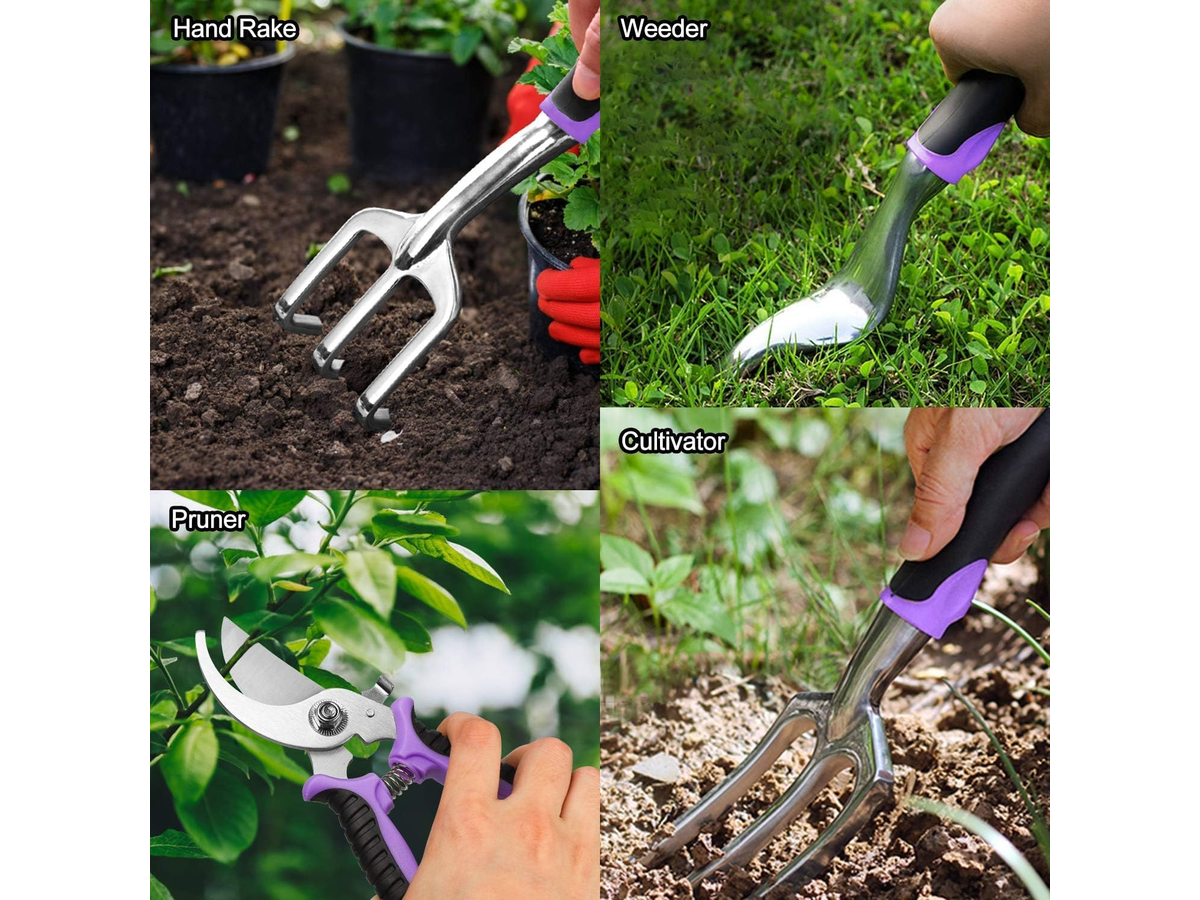 Garden Tools Set Stainless Steel Gardening Kit with Floral Tote Bag