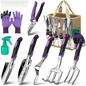 Garden Tools Set Stainless Steel Gardening Kit with Floral Tote Bag