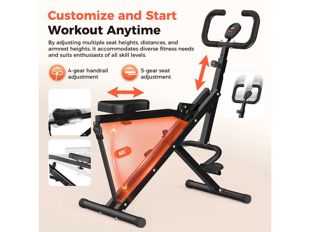 Squat Assist Trainer Foldable Full Body Exercise Machine with 3 Resistance Bands