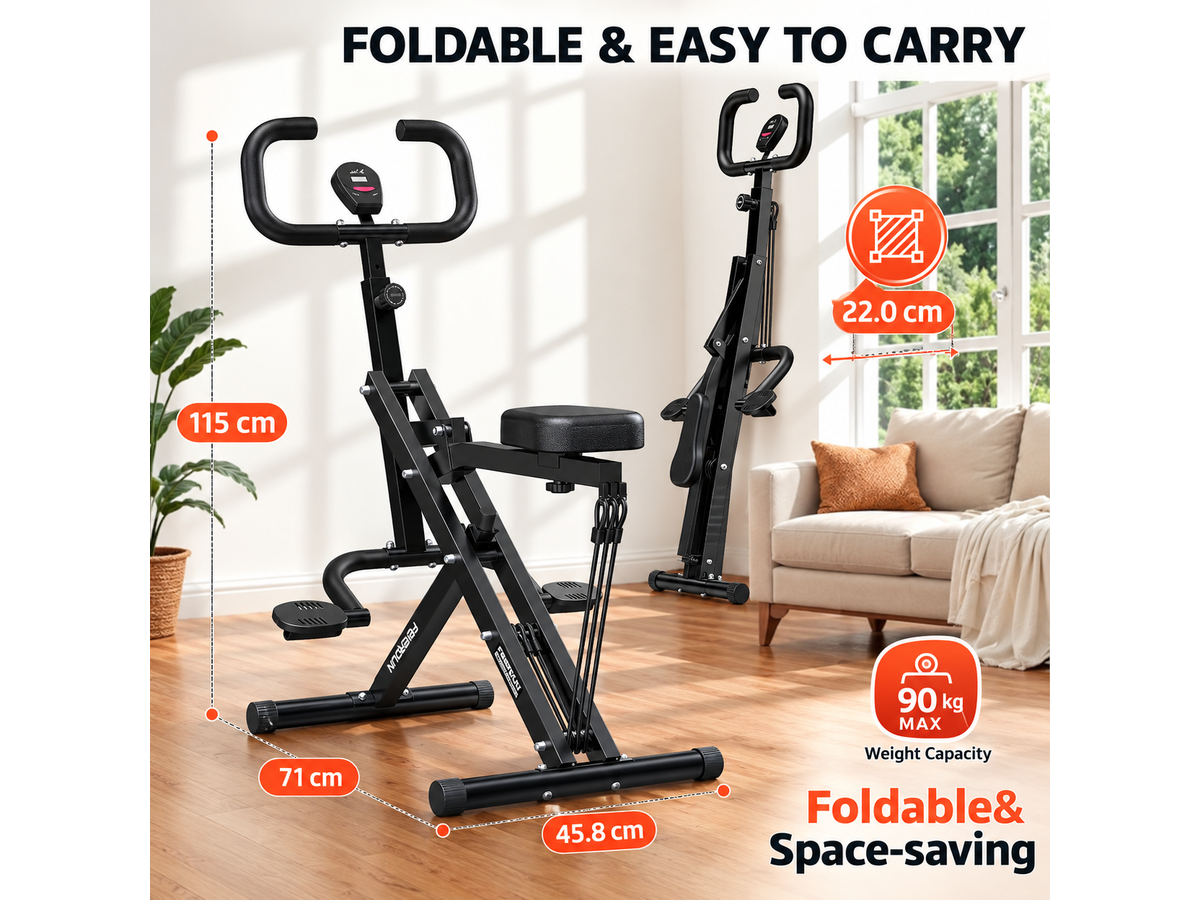 Squat Assist Trainer Foldable Full Body Exercise Machine with 3 Resistance Bands