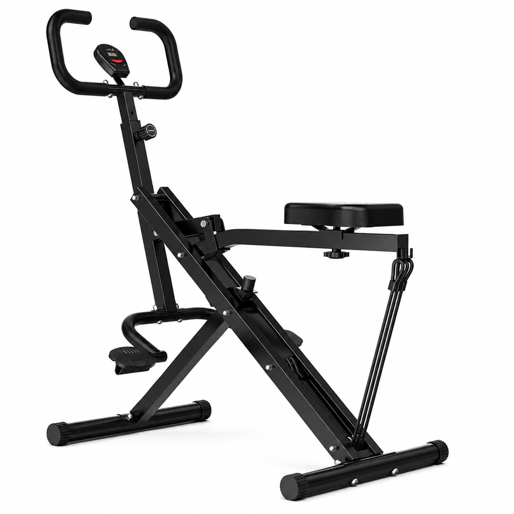 Squat Assist Trainer Foldable Full Body Exercise Machine with 3 Resistance Bands