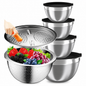 Mixing Bowls with Lids Set Stainless Steel Nesting Bowls with Colander