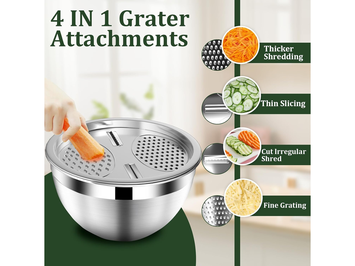 Stainless Steel Mixing Bowls Nesting Bowl Set with Airtight Lids