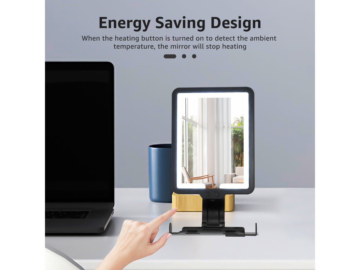 Rechargeable Anti Fog Bathroom Mirror with 3 LED Light Modes