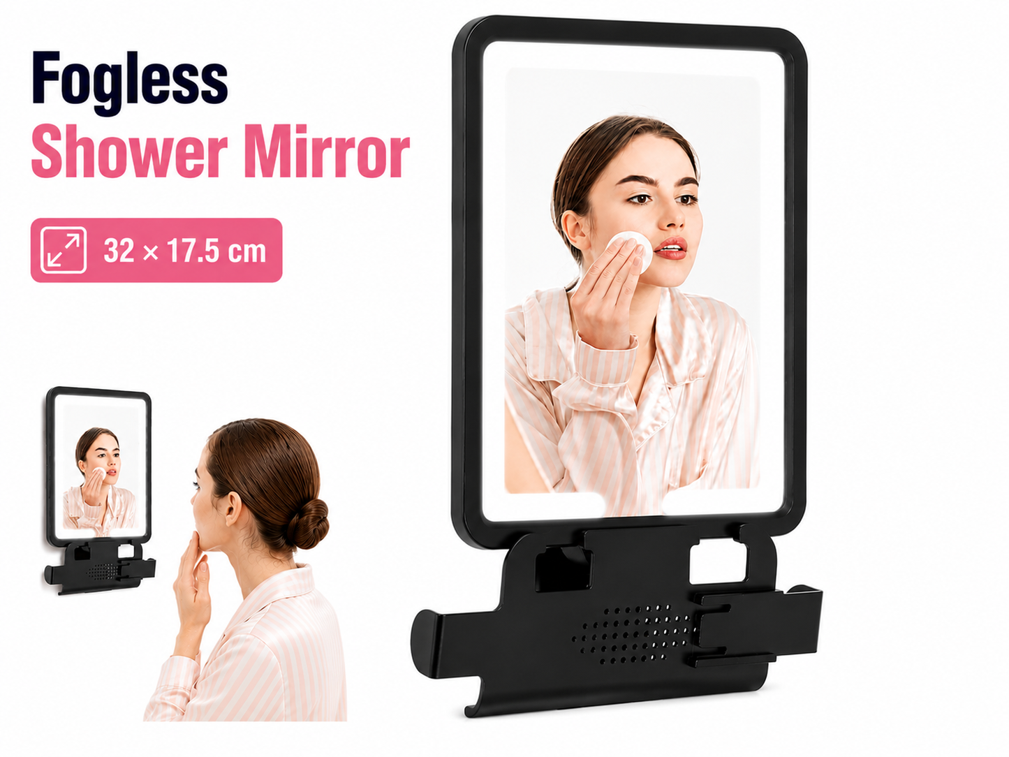 Rechargeable Anti Fog Bathroom Mirror with 3 LED Light Modes
