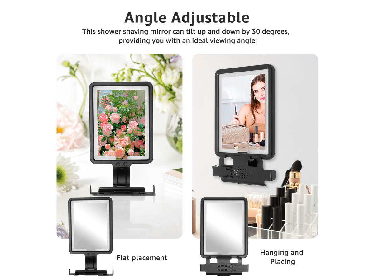 Rechargeable Anti Fog Bathroom Mirror with 3 LED Light Modes