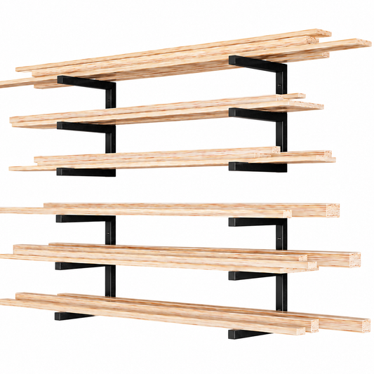 Lumber Storage Rack Wall Mount 6 Tier Heavy Duty Steel Wood Organizer