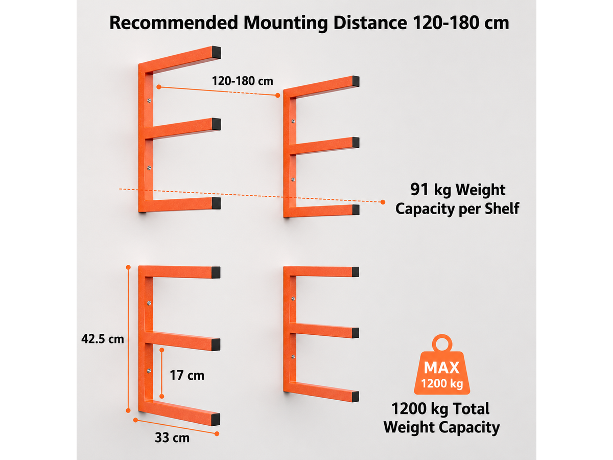 Lumber Storage Rack Wall Mount Heavy Duty 6 Level Steel Wood Organizer